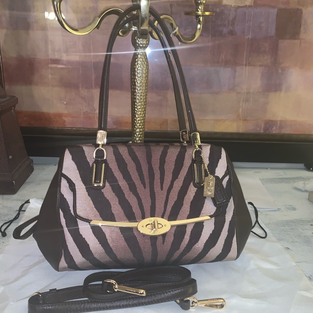 Coach zebra print satchel bag - Picture 1 of 8
